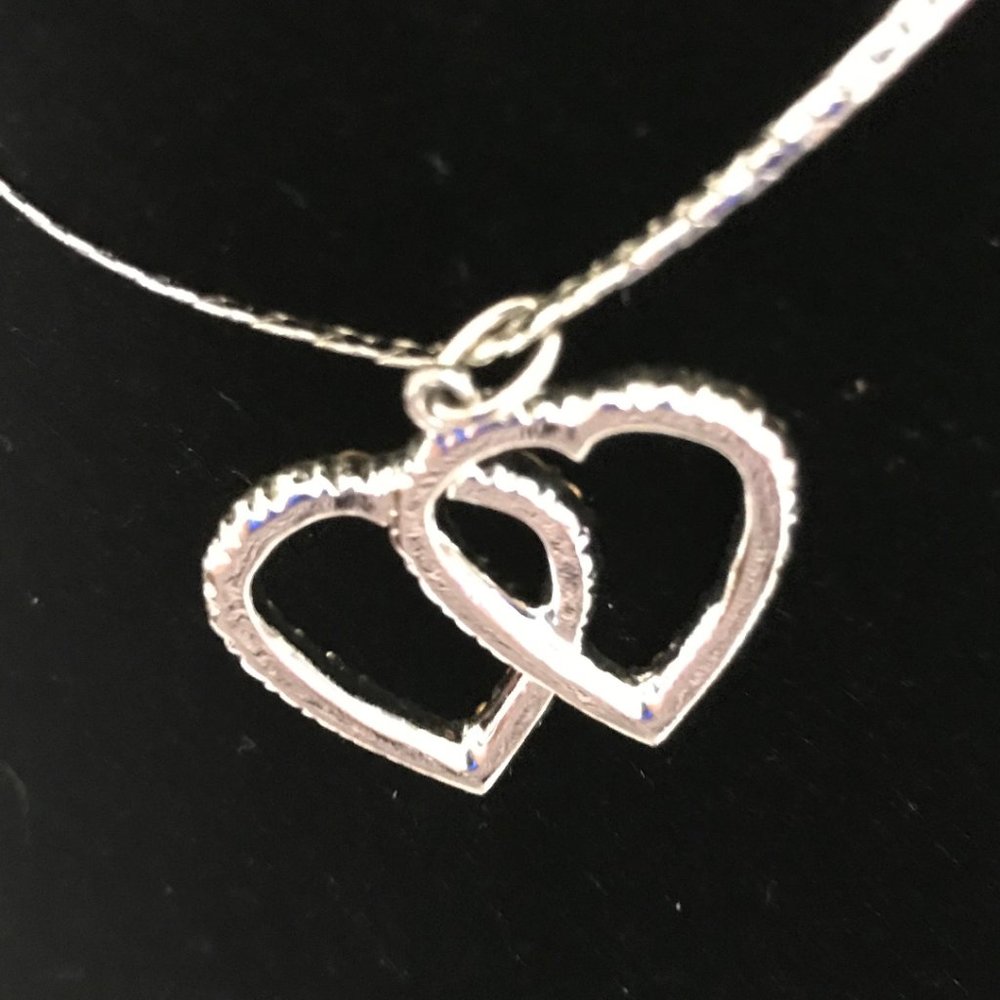 Interlocking Double Rhinestone Hearts Pendant - image 5